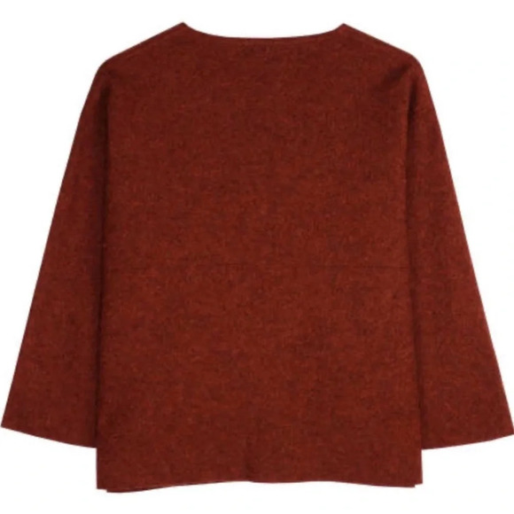 Eileen Fisher Womens Alpaca Wool Mélange Jacket 3/4 Sleeve Cayenne Orange Size L - Picture 4 of 13